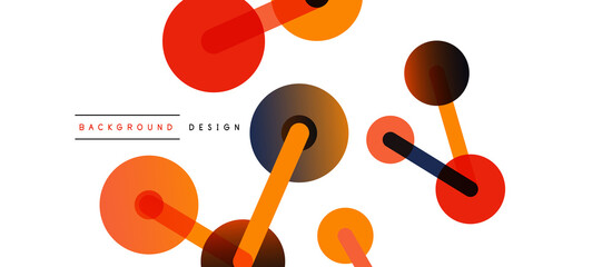 Line points connections geometric abstract background. Circles connected by lines. Trendy techno business template for wallpaper, banner, background or landing