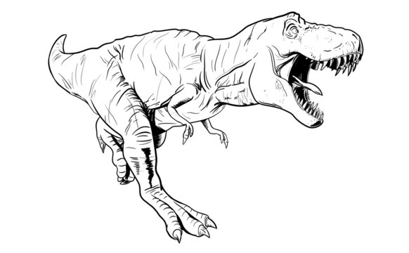 black and white t-rex roaring clip art preview