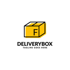 letter F shipping package box vector logo design element