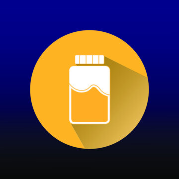 the bottle logo,sign,illustartion,cute vector art.half full bottle icon in dark gradient blue colour background.