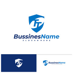 Initial T Shield logo design vector template, Creative T logo design concepts