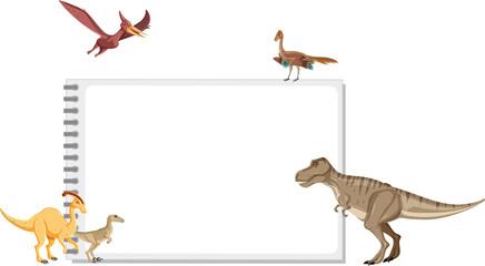 sign board and dinosaur on white background