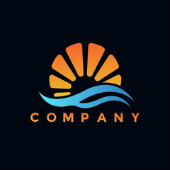 Modern sunset logo illustration design