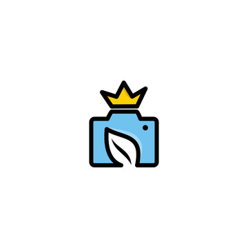 Camera king leaf logo design vector