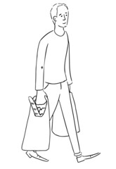Man with shopping bags. Vector eps 10 illustration.