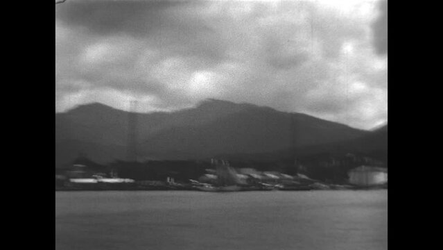 Port of Spain Waterfront 1938 - Views of the waterfront in Port of Spain, Trinidad from an approaching ship, in 1938.