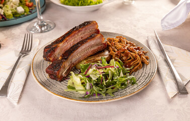 Main dish with grilled pork rib