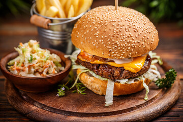 Delicious hamburger with cheese