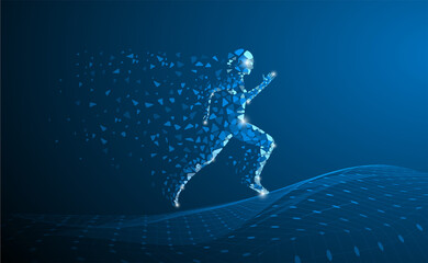 body fitness concept Jumping molecules of scientific illustrations of human chemistry