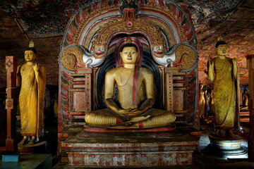 Ancient Buddha Statues in Dambulla Cave Temple, Sri Lanka