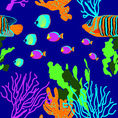 Fototapeta na wymiar Corals Repeat Pattern 6