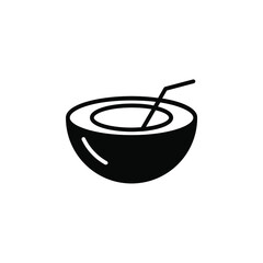 Coconut Drink, Juice Solid Line Icon Vector Illustration Logo Template. Suitable For Many Purposes.