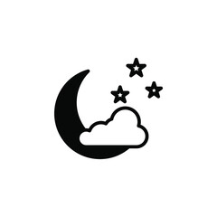 Moon, Night, Moonlight, Midnight Solid Line Icon Vector Illustration Logo Template. Suitable For Many Purposes.