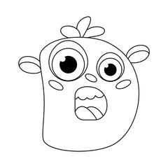 Monster alphabet coloring page book. Coloring page english alphabet for children with funny and sad monsters. Funny alphabet of cartoon characters vector font letters of comic monster creature faces