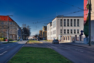 Eutritzscher Straße am Wilhelm Liebknecht Platz, Blick stadtauswärts, Leipzig, Sachsen
