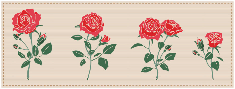 薔薇の花　セット（線無し）