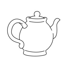 ceramic teapot outline minimal Logo Icon tea pot vector illustration 