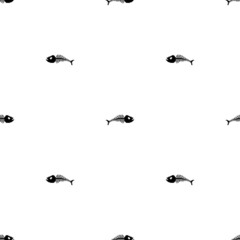 Fish skeleton pixel art pattern seamless. 8 bit Fish skull background. pixelated Vector texture