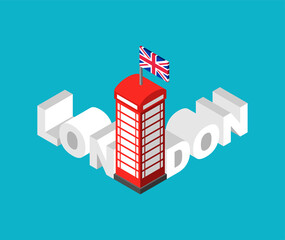 London lettering sign object letters. Typography Landmark of London. Red doubledecker and phone booth. UK flag and Big Ben Elizabeth Tower