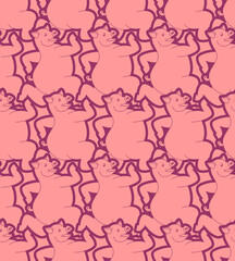 Running pig pattern seamless. swine run background. Baby fabric ornament