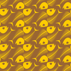 Fish skeleton pattern seamless. Fish skull background. Vector texture