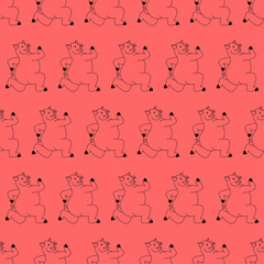 Running pig pattern seamless. swine run background. Baby fabric ornament
