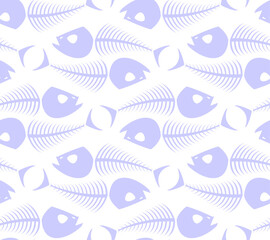Fish skeleton pattern seamless. Fish skull background. Vector texture
