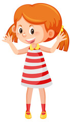 Cheerful girl with greeting gesture