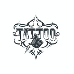 illustration of tattoo machine, icon for tattoo studio.