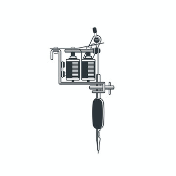 illustration of tattoo machine, icon for tattoo studio.