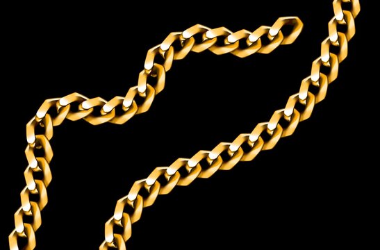 gold chain, pattern on black background