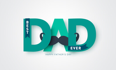 Father's day vector banner design. Happy Father's day greeting text in paper cut dad typography for card decoration background. Vector illustration.
