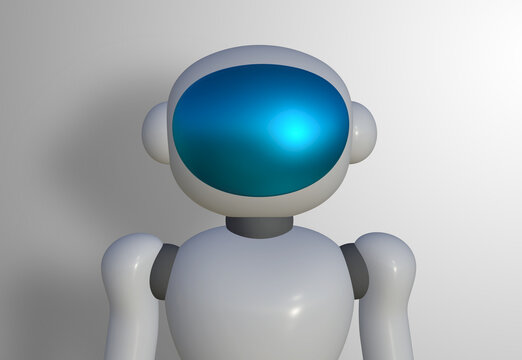 Futuristic Humanoid robot on white background. 3D Rendering Image.
