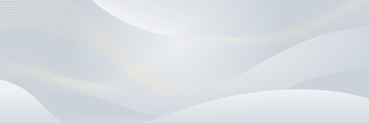 Abstract white grey and gold background poster with dynamic lines waves. Technology network Vector illustration. Modern minimal and clean white gold background with realistic light shape.
