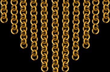 gold chain, pattern on black background