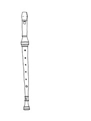 リコーダーのペン画イラスト_縦