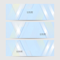 Set of light blue and white gold banner background