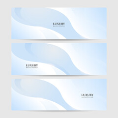 Set of light blue and white gold banner background