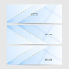 Set of light blue and white gold banner background