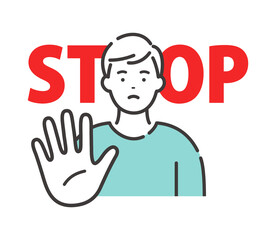 STOP:相手を制止する若い男性