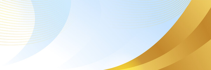 Abstract light blue white and gold banner background. Modern abstract background. Abstract geometric shape white gold background with light and shadow 3D layered for presentation design.