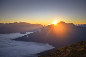 sunset on the top of the mountain