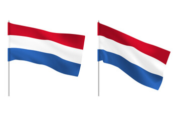 Netherlands flags. Set of national realistic Netherlands flags.