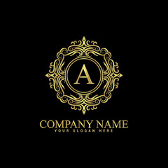 Vintage and luxury logo template Premium Vector,Royalty