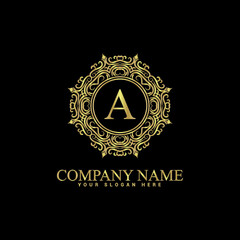 Vintage and luxury logo template Premium Vector,Royalty