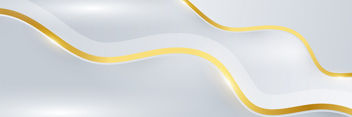 Abstract white and gold luxury banner background