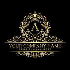 Vintage and luxury logo template Premium Vector,Royalty