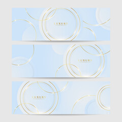 Abstract light blue white and gold banner background. Vector illustration