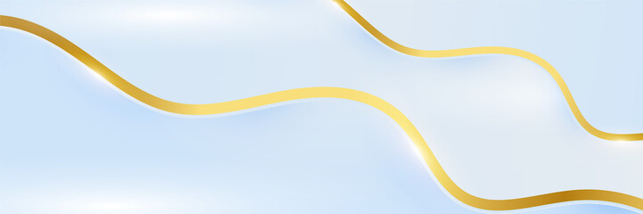 Abstract light blue white and gold banner background. Vector illustration