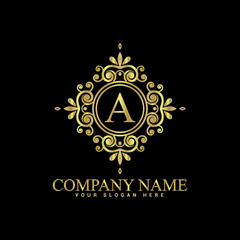 Vintage and luxury logo template Premium Vector,Royalty